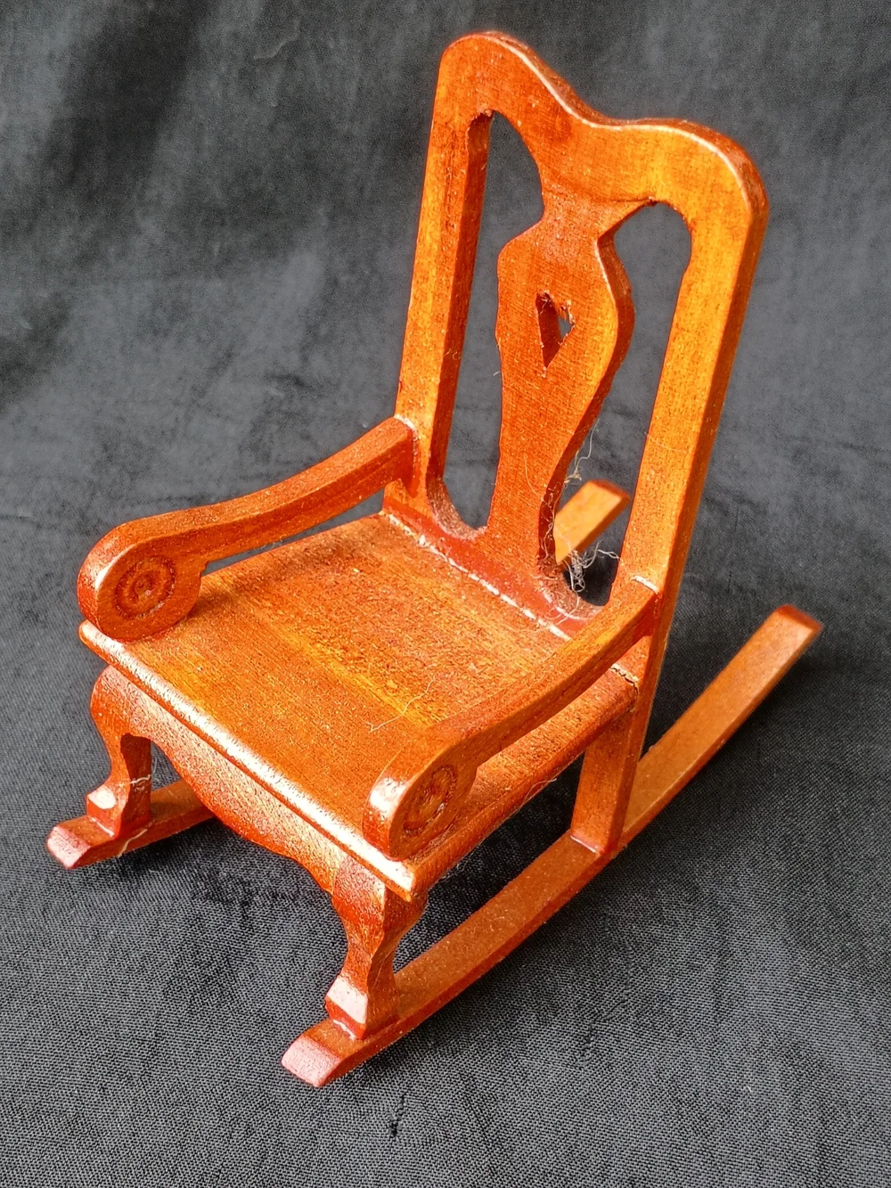 Vtg Wooden 1:12 Scale Victorian Style Dollhouse Rocking Chair